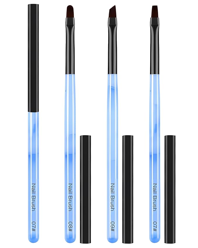 3PCS Nail Art Clean Up Brushes, Round/Angled/flat Acetone Resistant Gel Nail Polish Remover Brush, Nail Brushes for Tidying Up Polish Mishaps on Cuticles, and Nail Art Designs（Marble Blue）