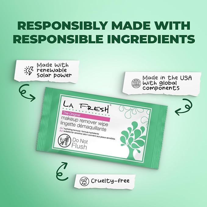 LA Fresh Makeup Remover Wipes with Vitamin E - Make up Remover for Face, Eyes, Lips - Face Travel Essentials - Case of 50ct Makeup Wipes
