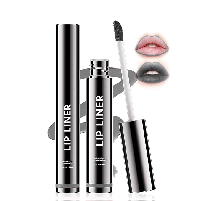Peel Off Lip Liner Highly Pigmented - Lip Stain Long Lasting Waterproof for Women Girls, Lip Tint Stain Peel Non-Sticky & Smudge-Proof Easy to Use & Natural Finish (Black)