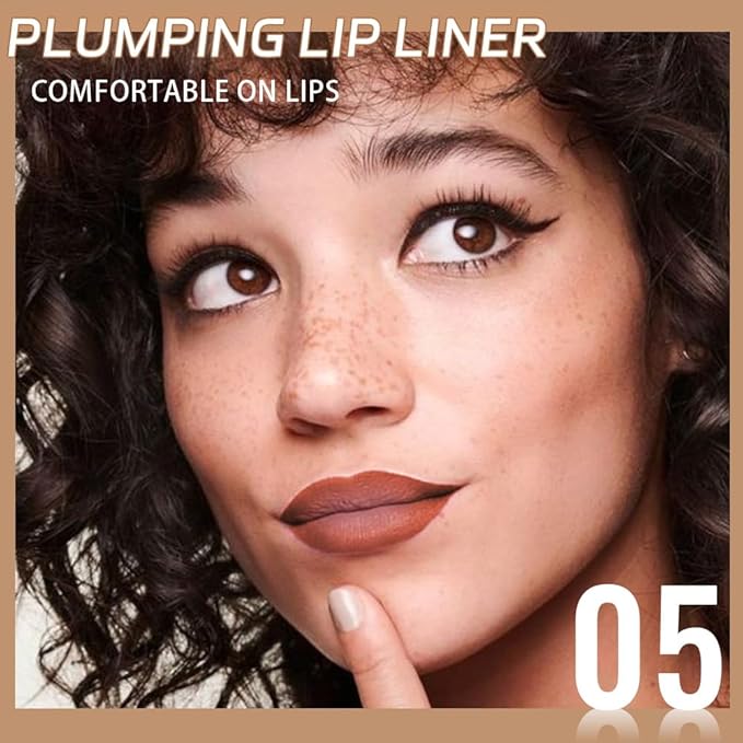 2Pcs Matte Lip Liner Pencil, Plump lip pencil liner Long-Lasting Creamy Formula, With Silicone Smudger for Define Contours & Sculpting Lip,Waterproof Non-Staining Crayon Lip Liners 05#+06#