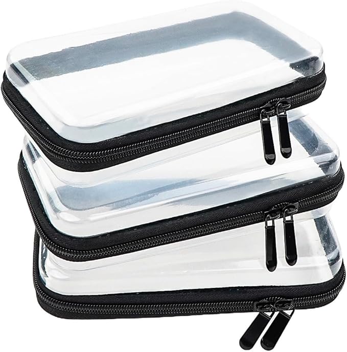 3pcs Clear Hard Shell Zipper Case, Transparent Hard Plastic Zipper Pouches, Portable Travel Organizer, Clear Toiletry Bag, Craft and Arts Organizer, Toy Storage Bins, Stackable Hard Side Plastic Case