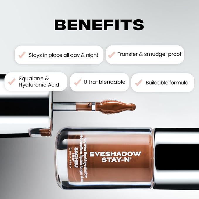 Sacheu Liquid Eyeshadow STAY-N Longwear Eye Makeup — Buildable Highly Pigmented & Blendable Eye Shadow Cream in Matte & Shimmer Finishes, Shu-ggah