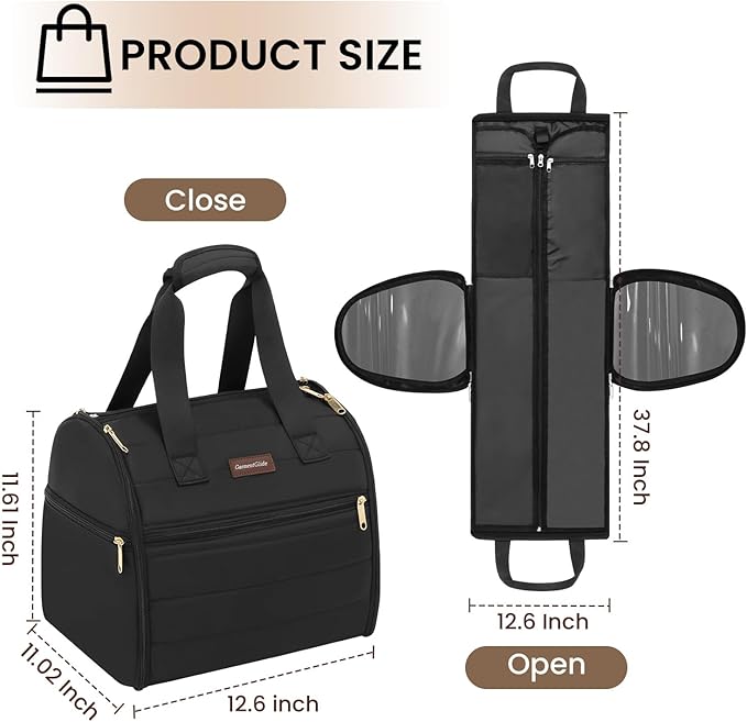 Wig Storage Bag Holds 3 Wigs Hair Tools Travel Bag Full-Open Breathable Organizer Case for Clips, Hair Dryer, Flat Curling Iron Brushes,Cosmetic Toiletry Tote Christmas Gift for Women Stylist