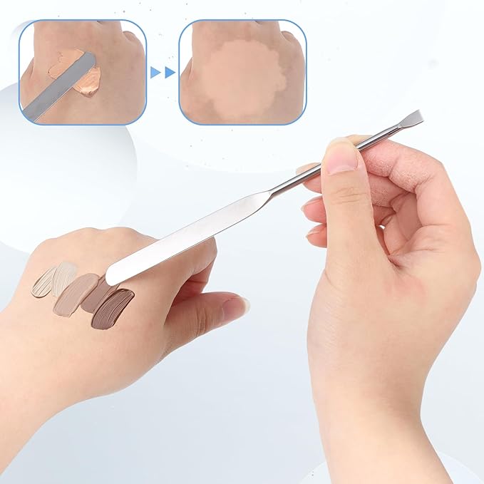 6 Pcs Stainless Steel Makeup Spatula Reusable Cosmetic Cream Spatulas Multi-functional Beauty Spatula Cosmetic Mixing Tool for Skincare Even Application Foundation