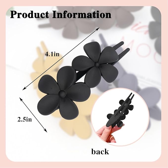 5PCS Flower Flat Hair Clips Non-Slip Matte Hair Clamps Floral Design French Alligator Clips Cute Clip Hair Claw Hair Accessories for Women Girls