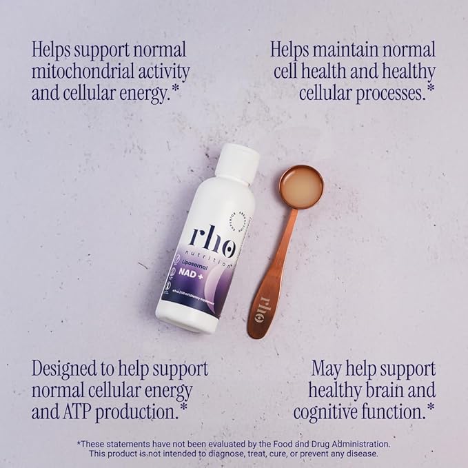 Rho Nutrition Liposomal NAD+ – Liquid Supplement Designed to Help Support Absorption – Active Form of NAD+ Helps Support Normal Cellular Health, Healthy Aging, Energy Metabolism & Vitality – 6 Pack