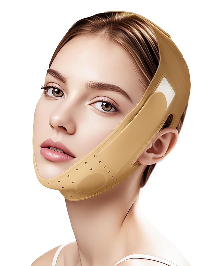 Reusable V Line Silicone Face Strap, Soft Silicone Chin Strap for Women 23-27 Inches (blown)