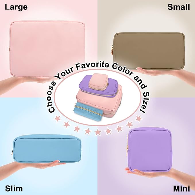 Nylon Mini Makeup Bag for Purse, Preppy Small Cute Pink Makeup Bag Cosmetic Zipper Pouch Purse, Waterproof Travel Coin Pouch Sanitary Napkin Storage Bag Clutch Makeup Organizer for Women Girls(Pink)