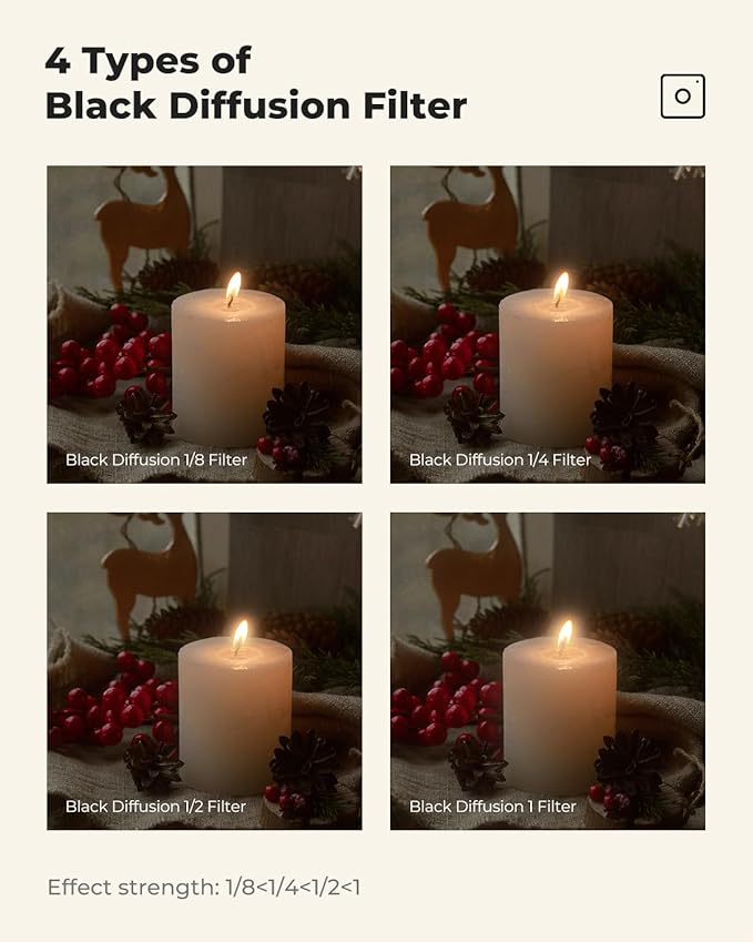 K&F CONCEPT 86mm Black Diffusion 1/4 Filter Mist Cinematic Effect Filter - Image 6