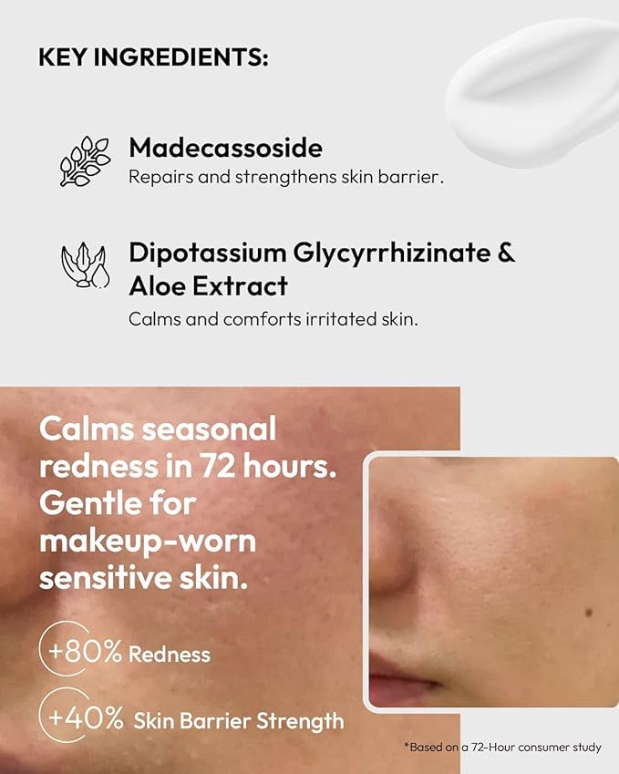 Calmer Intense Soothing Serum, Madecassoside Serum Lotion for Sensitive & Dry Skin, Soothe & Strengthen Skin Barrier, 1 Fl Oz