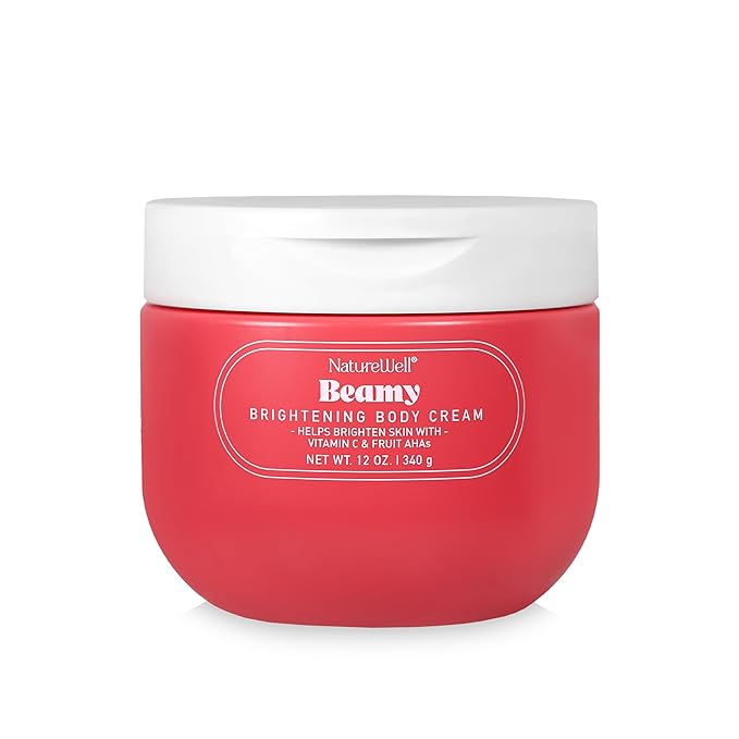 NATURE WELL Beamy Brightening & Moisturizing Body Cream, Lightweight & Quick-Absorbing Formula to Help Improve Tone & Texture, Scented with Black Currant, Jasmine & Vanilla Woods,12 Oz