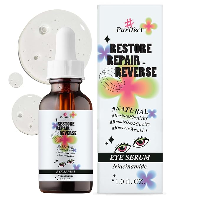 Natural Facial Serum - Anti Aging Moisturize Sensitive Skin - 30ml 1 fl oz - Tee Tree Vitamin C Shea Butter Hyaluronic Acid Multivitamin #Purifect (Niacinamide Eye Serum)