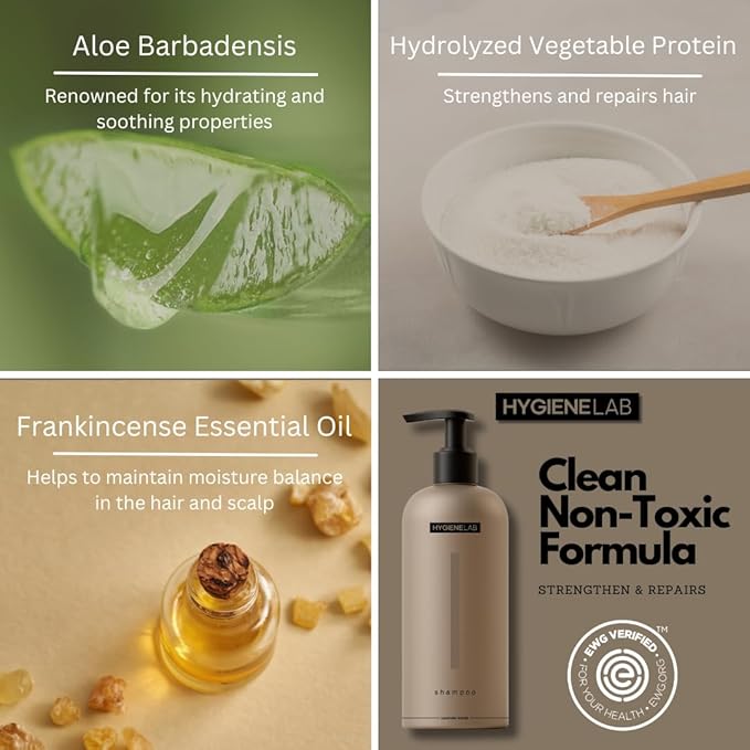 HygieneLab Men's Hair Care Duo– EWG Verified Shampoo (10 fl oz) & Conditioner (10 fl oz) – Fragrance-Free, Paraben-Free Duo for All Hair Types – Gentle Cleanse & Hydration with Premium Formula