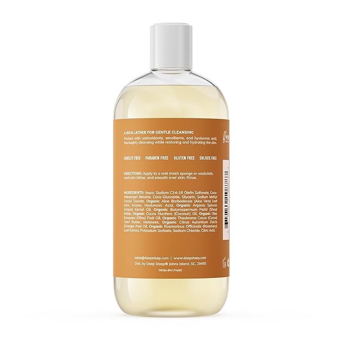 Deep Steep Body Wash, Honey Blossom, 17 oz – Hydrating Shower Gel with Hyaluronic Acid, Shea Butter, Aloe Vera & Argan Oil – Vegan, Clean Beauty, Clean & Refreshed Skin