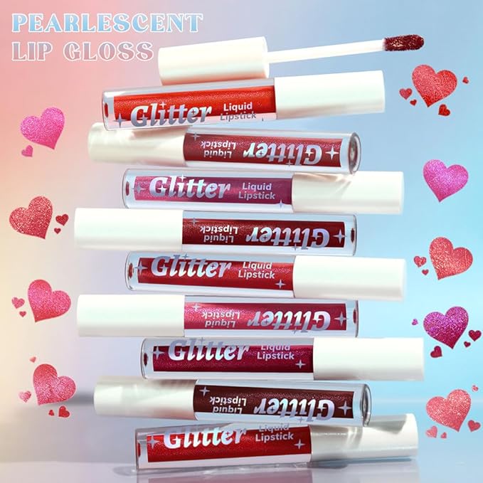 AMY'S DIARY Rose Pink Shimmer Liquid Lipstick, Shimmer Metallic Lip Gloss, Long-Lasting Waterproof Lip Color, High Shine Sparkle Makeup,Lip makeup for woman (Rose Pink 12#)