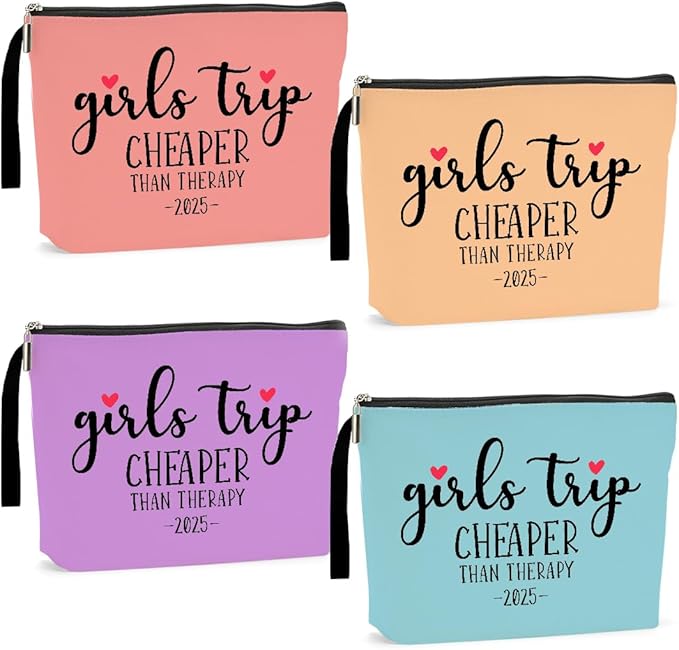Hanamiya Na 4Pcs Girls Trip Favors Weekend Bag Funny Makeup Bag Friendship Gifts Weekender Bags for Women Bride Cosmetic Bags Zipper Pouch Wedding Bachelorette Party