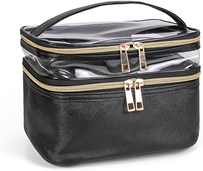 Travel Makeup Bag Makeup Organizer Bag Cosmetic Bag Makeup Bags for Women Cosmetics Cases Portable Waterproof Foldable Black