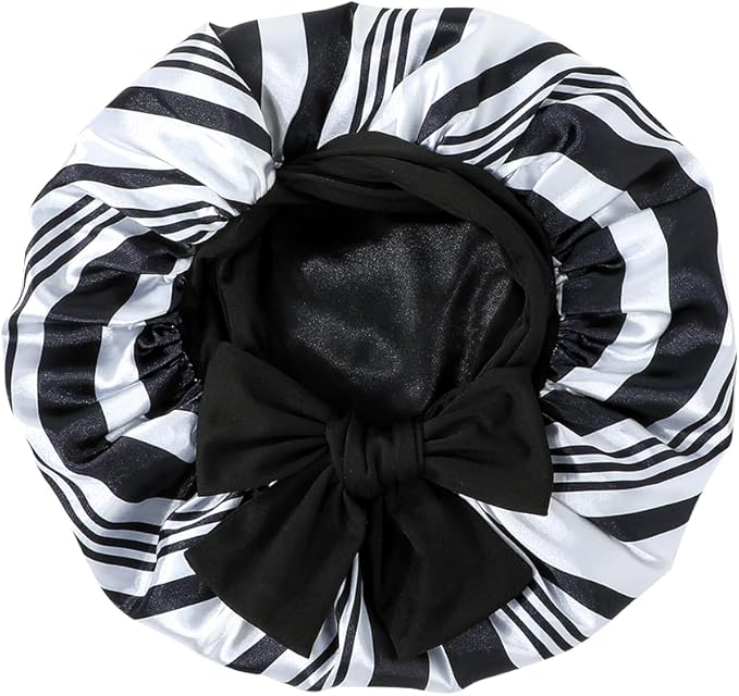 GDTOGRT Satin Silk Bonnet for Sleeping Women - Double Layer Sleep Hair Bonnets Caps for Curly Braid Hair with Tie Band