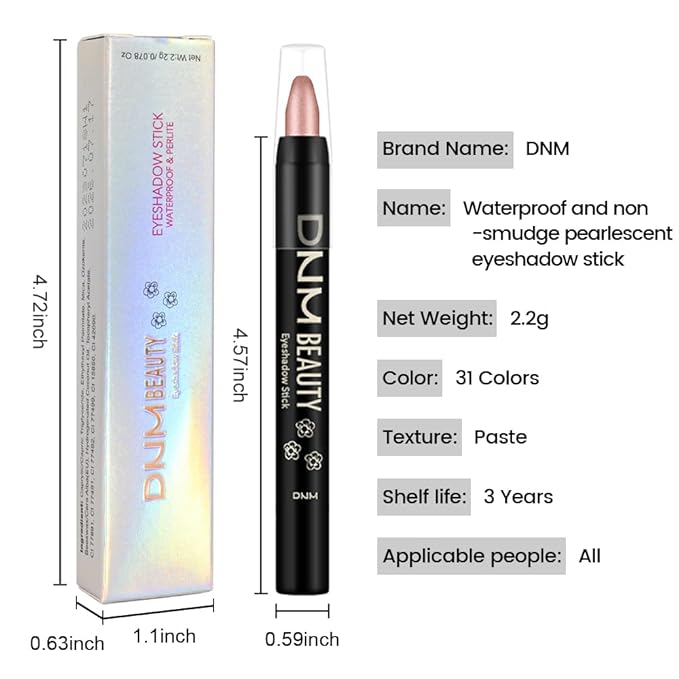 Rose Gold Shimmer Cream Eye Shadow Stick Makeup for Women, Shimmer Eyeliner Pencil Eyeshadow Brightener Stick for Eyes, Waterproof Eyeshadow Applicator Blendable sombras para ojos 83#