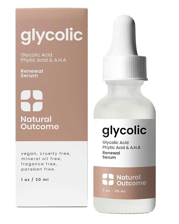 Natural Outcome Glycolic Acid/AHA 12% Renewal Serum | Anti-Aging Exfoliating Facial Serum | Increases Cell Turnover Leaving Behind Smoother Skin | Clarifies Acne and Rejuvenates Skin | 1 Oz