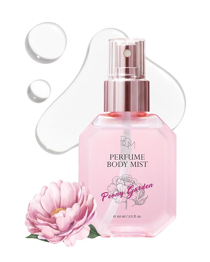 BOM Peony Garden Perfume Body Mist 3.71 Fl Oz, Floral Scented Fine Mist with Hyaluronic Acid, Niacinamide & Vitamin C, Hydrating, Lightweight Body Perfume, Long-Lasting Fragrance, Korean Skincare