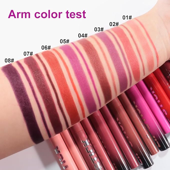 2Pcs 2 in 1 Matte Plum Lip Liner and Lipstick Combo Set for Women,Lipstick Stain Lip Liner for Daily & Party Long Lasting Waterproof Smudge Proof 24 Hour Full Coverage Vegan Lip Makeup Kit