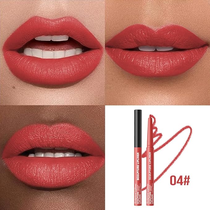 12 Colors Matte Lip Liner Pencil – Long Lasting Waterproof Lip Liner, Smudge Proof Transfer Proof Lip Pencil, High Pigment Lip Makeup for Defining & Filling Lips (04#, 1PCS)