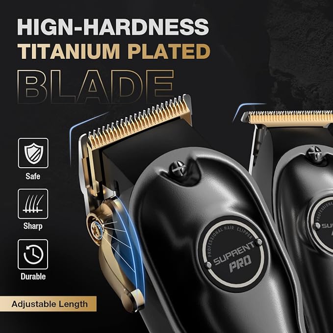 SUPRENT PRO Professional Hair Clipper and Trimmer Set with Foil Shaver, Professional Barber Clippers for Men