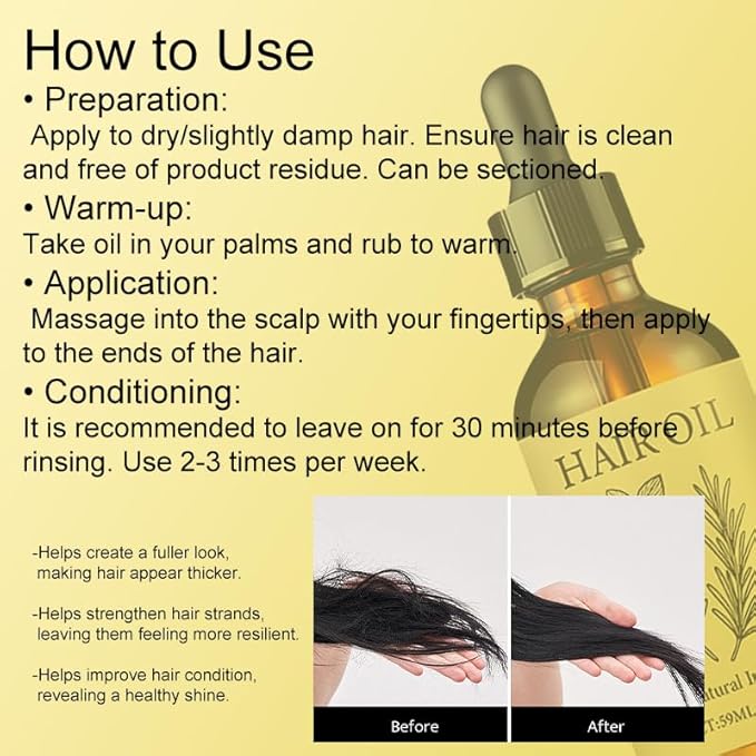 Organic Hair Growth Oil with Herbal Infusion, Natural Scalp Treatment for Thinning Hair & Edges, Nourishing Botanical Oil for Dry Scalp, All Hair Types (01)
