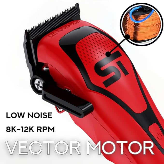 Supreme Trimmer Darkstar 72 Clipper with Magnetic Vector Motor | 180 Min Run Time, 9000 RPM Barber Hair Clipper | Low Noise, Professional Clipper DLC Blades | STC72