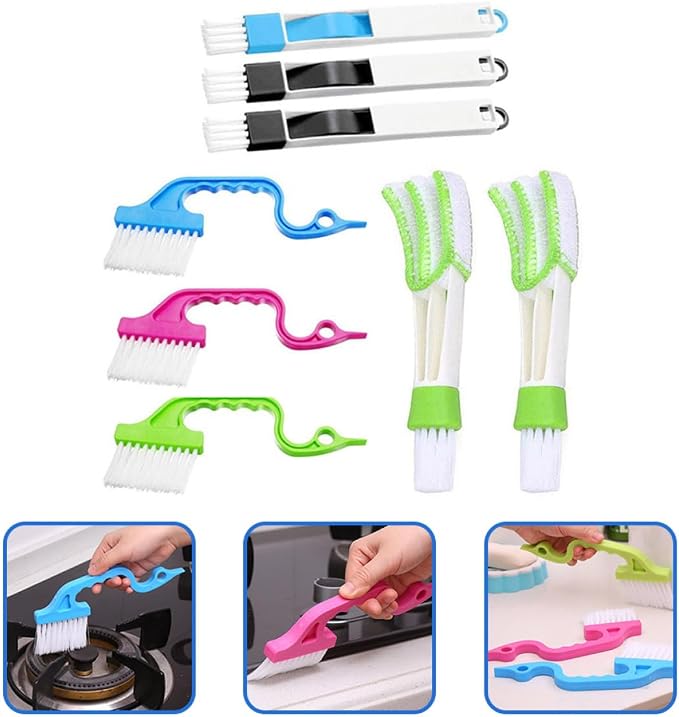 Window Groove Cleaning Brush Set 8pcs Scrubber - Image 7