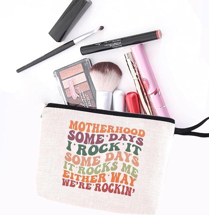 Makeup Bag Mom Gifts for Mom Funny Humorous Mama Gifts Mother Gifts for Women Female Momma Mommy Mom Mummy Coworkers Zipper Pouch Bag Travel Bag for Appreciation Mothers Day Birthday Cosmetic Bag