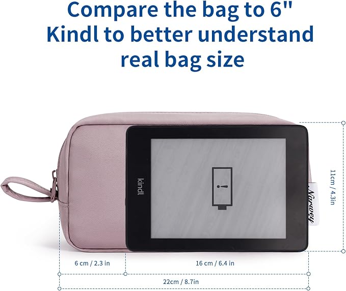 Narwey Cute Makeup Bag Small Toiletry Bag Travel Cosmetic Bag Organizer Make Up Bags with Organized Pockets for Women (Dusty Rose, Large)