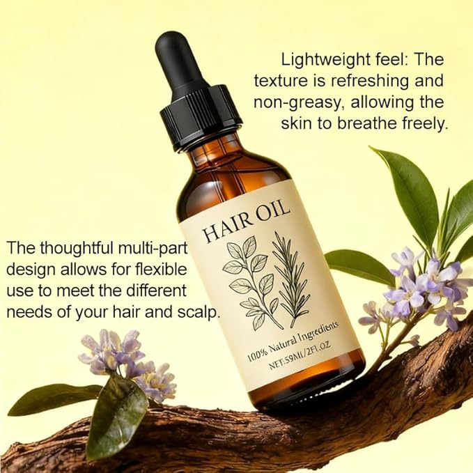 Organic Hair Growth Oil with Herbal Infusion, Natural Scalp Treatment for Thinning Hair & Edges, Nourishing Botanical Oil for Dry Scalp, All Hair Types (01)