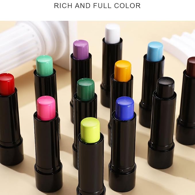 4PCS Blue Red White and Black Lipstick,Face Body Paint Stick Kit, Eye Stick for Halloween,Safe Facepaint Lip Smacking White Foundation Black Lipstick Makeup