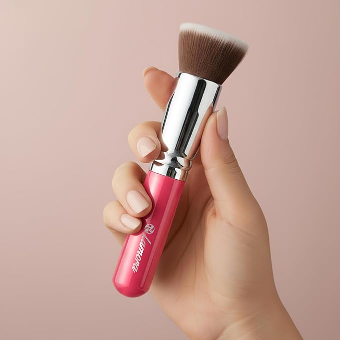 Lamora Makeup Brush Foundation Kabuki - Flat Top Face Brush for Liquid, Cream, and Powder Cosmetics - Full Coverage Blending, Buffing, Stippling, Contouring