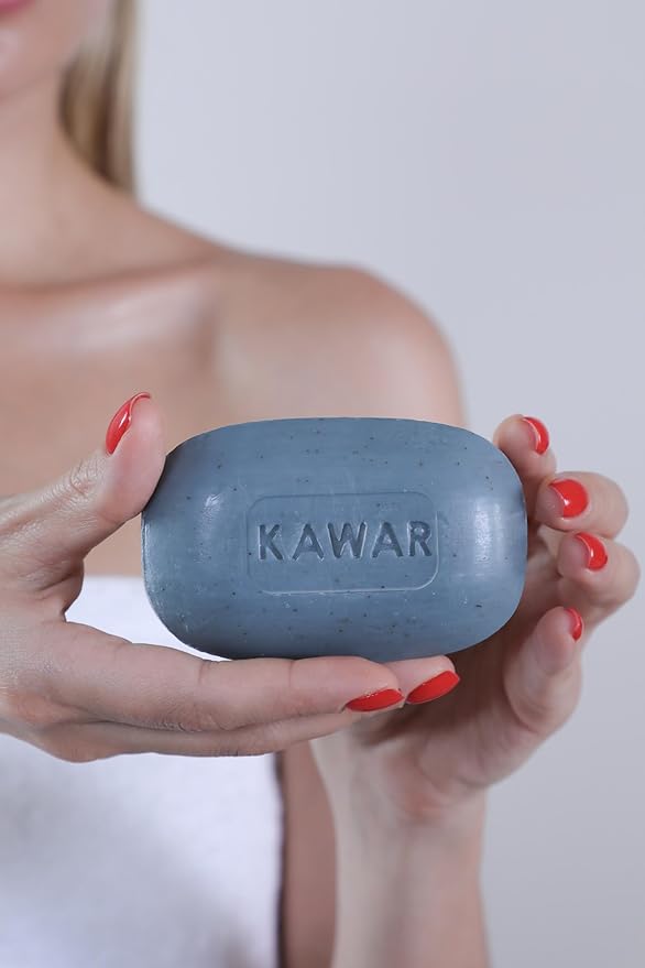 KAWAR Dead Sea Black Mud Soap with Shea Butter & Olive Oil - Relief for Acne, Psoriasis & Eczema - Moisturizing Vegan Bar for Men & Women - For Oily to Normal Skin, 4.2 oz