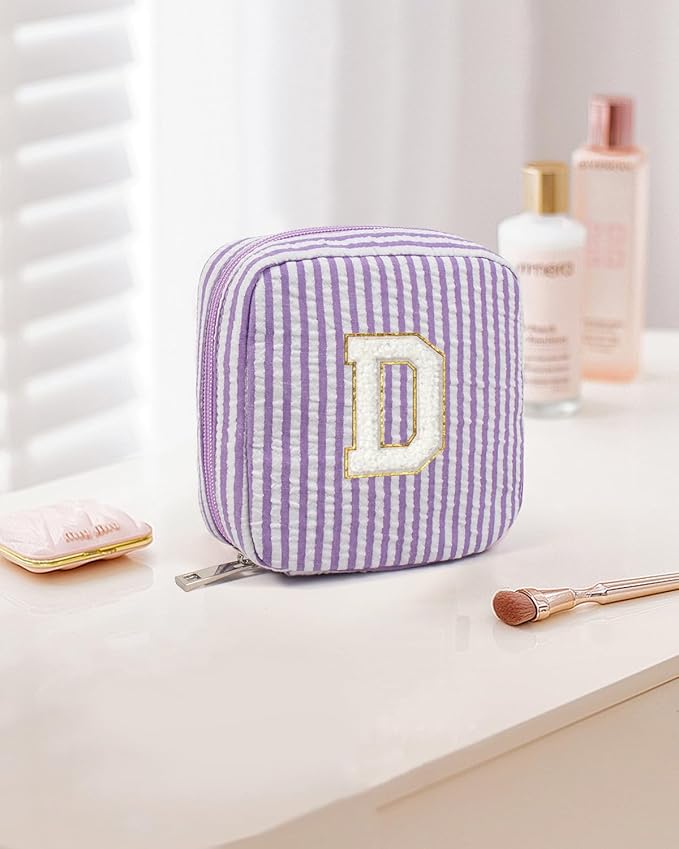 LETGO Travel Makeup Bag for Girls, Initial Makeup Bag | Small Makeup Bag | Teen Girl Gifts for Teenage | Birthday Gifts for Women | Unique Gifts for Girls | Car Organizer