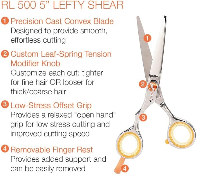 Cricket Centrix Roc-It Dog Professional Stylist 5” Hair Cutting Shears and RTL-30 Thinning Hair Cutting Scissors Duo Set, Salon Barber Supplies for Women and Men Haircut, Lefty