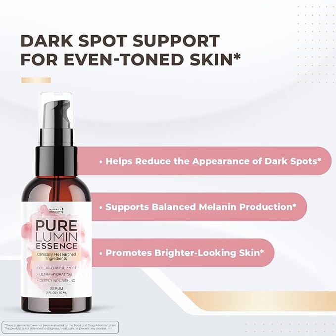 PureLumin Essence – Natural Hydrating Serum for Skin Brightness and Nourishment – Plant-Based Formula – Non-GMO – GMP Certified – 2 fl oz (60 mL), 3 Month Supply