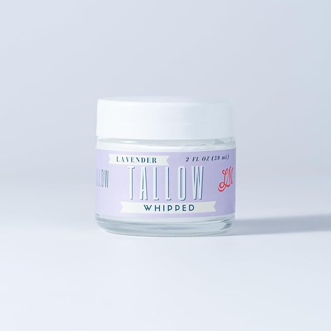 Whipped Tallow 9oz - All Natural Face Cream + Whole Body Moisturizer for Dry Skin - Made With Scented Oil Blend - No Preservatives, Parabens or Seed Oils - USA Made (Lavender)