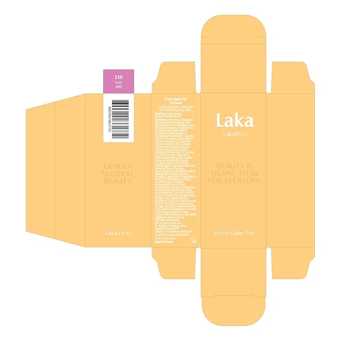 Laka Fruity Glam Tint, Glowing Lip Stain with Wide Color Spectrum, Hydrating & Lightweight Texture, Long-Lasting Bold Stain, Non-Sticky, Vegan, K-Beauty (#110 Soda, 4.5g/0.15oz)