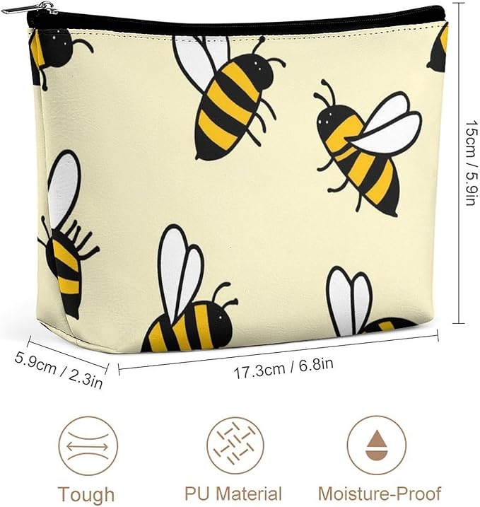 Personality Fashion Zipper Cosmetic Case, Portable Makeup Case, Toiletry Bag, Cute Bee Pattern Travel Cosmetic Toiletry Bag