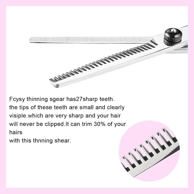Hair Cutting Scissors Thinning Shears- Fcysy Professional Barber Sharp Hair Scissors Hairdressing Shears Kit with Haircut Accessories in Leather Case for Cutting Styling Hair for Women Men Pet