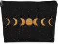 Abstract Boho Minimalist Moon Phases Cosmetic Bag, Mid Century Bohemian Modern Art Makeup Bag Zipper Cosmetic Pouch Bag Travel Linen Makeup Organizer, Boho Gifts for Women Teen Girls Her Teens