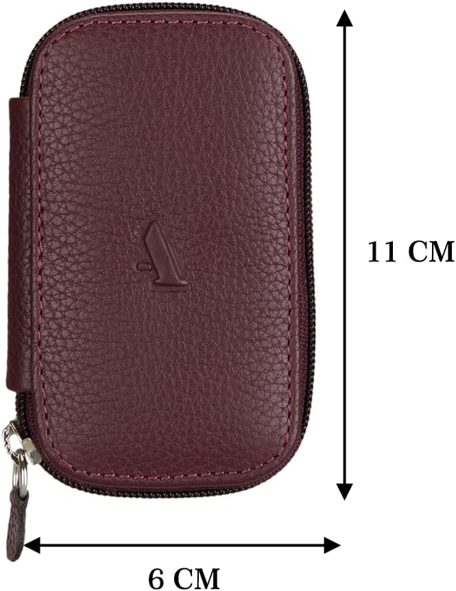 Full Grain Genuine Leather Keychain Holder Pouch with 6 Key Holders Hook