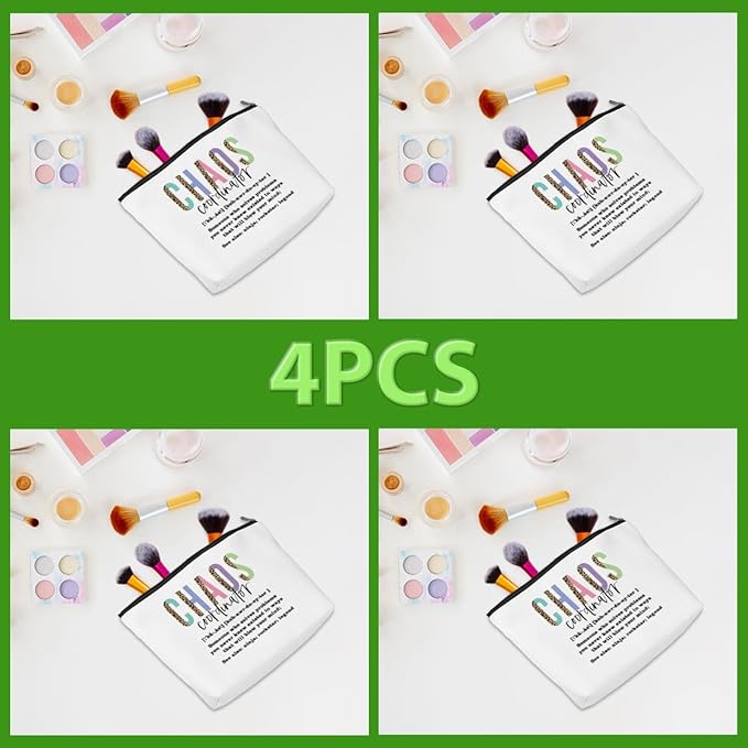 4pcs Chaos Coordinator Makeup Bag Chaos Coordinator Gifts for Women Cosmetic Bag, Thank You Gifts for Women Her Moms Manager Colleagues Retirement Boss Gift, Makeup Pouch Zipper Bags