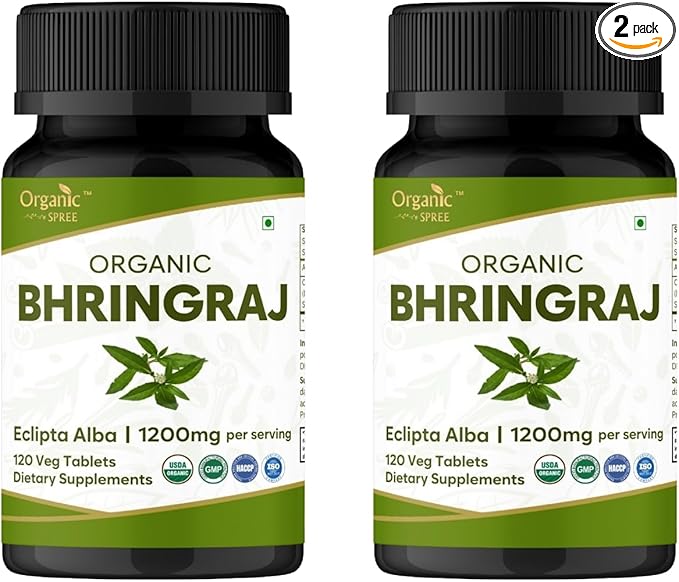 Bhringraj 120 Tablets | Eclipta Alba (Bhringraj) | USDA Organic Certified | Ayurvedic Hair Care | Organic and Natural 120tab - Pack of 2