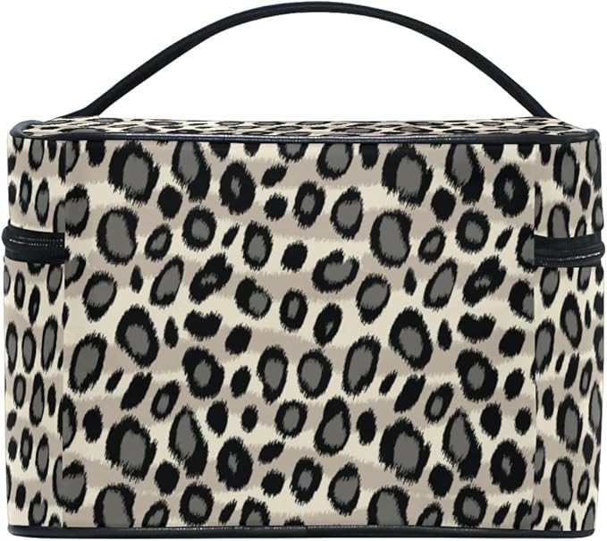 Makeup Bag, Leopard Skin Animal Print Travel Makeup Organizer Bag Cosmetic Cases Toiletry Bags for Girl Women Ladies