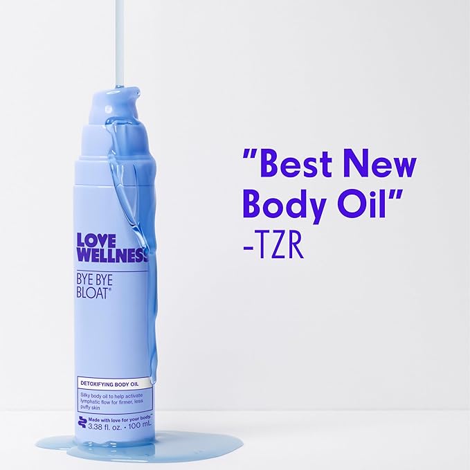 Love Wellness Bye Bye Bloat Detoxifying Body Oil | Lymphatic Drainage Oil to Hydrate, Depuff & Awaken Skin | Reduce Swelling Massage Oil for Women with Peppermint, Grapefruit & Rosemary Oil |100 mL